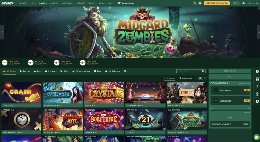 GreenBet Casino Game Selection